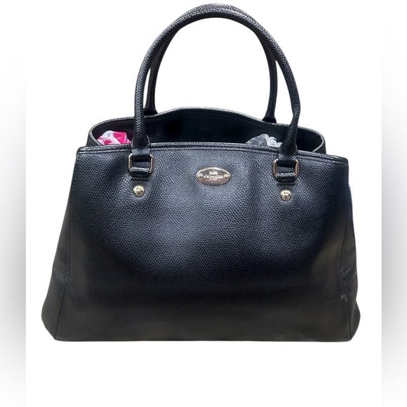 Coach Margot Carryall Satchel Black Leather Bag-Preowned Without Crossbody Strap - Picture 1 of 10